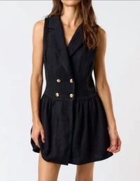 Lalavon - Tabitha Boucle Tweed Collared Button Mini Dress