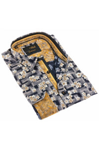 Eight X - Floral Print Button Down Shirt With Trim