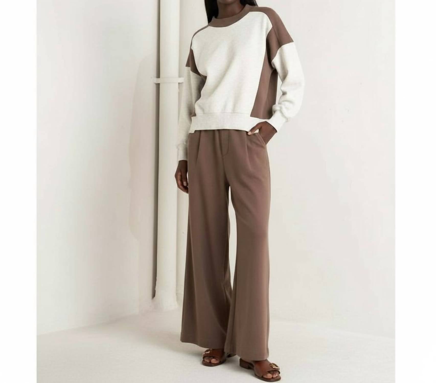 FLYING TOMATO Kendra Knit Pullover in oatmeal brown - women's sweater - view 4