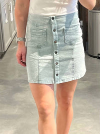 She + Sky - Acid Wash Sage Demin Skirt With Stars On Back