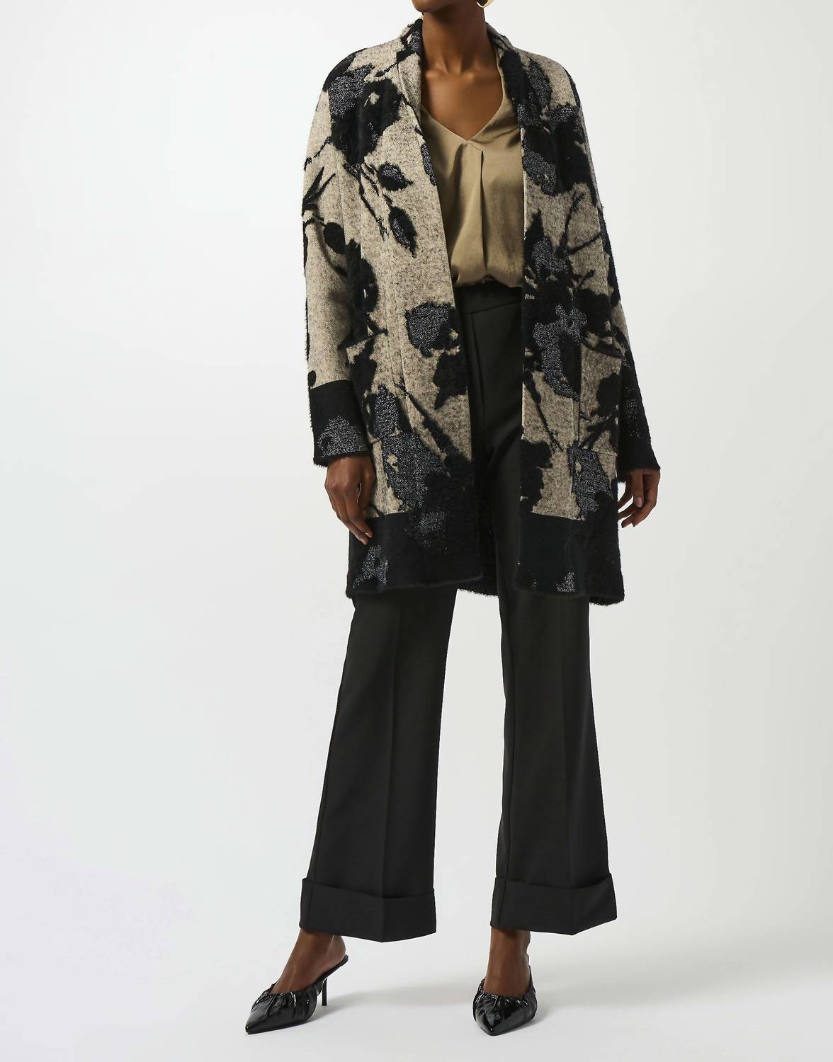 Joseph Ribkoff - Alessia Abstract Jacquard Sweater Knit Long Cardigan