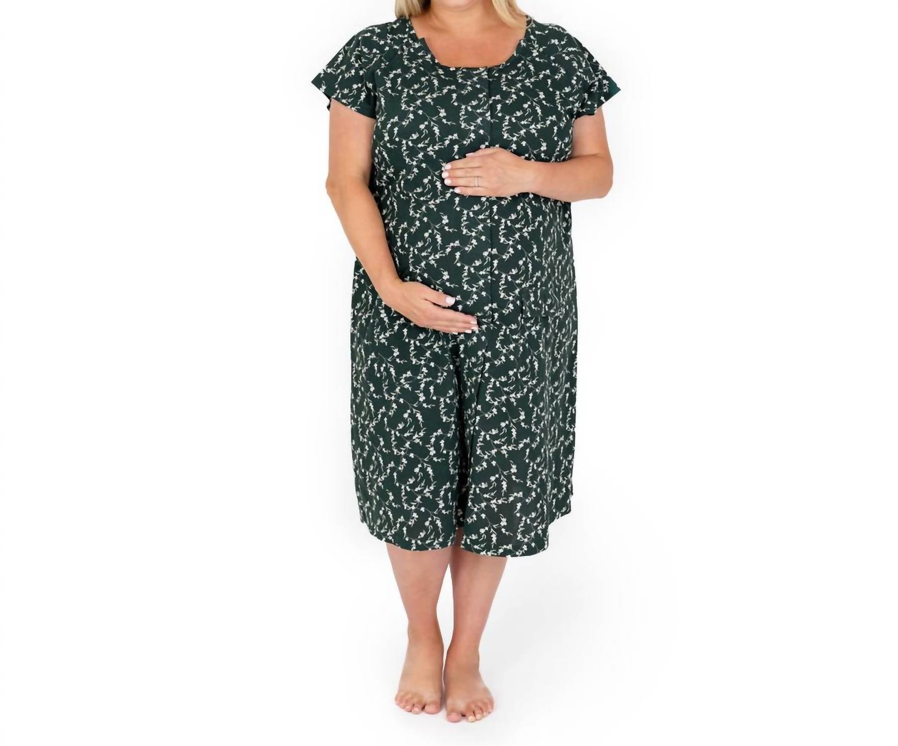 Kindred Bravely Universal Labor, Delivery & Nursing Gown in evergreen blossom - women's dress