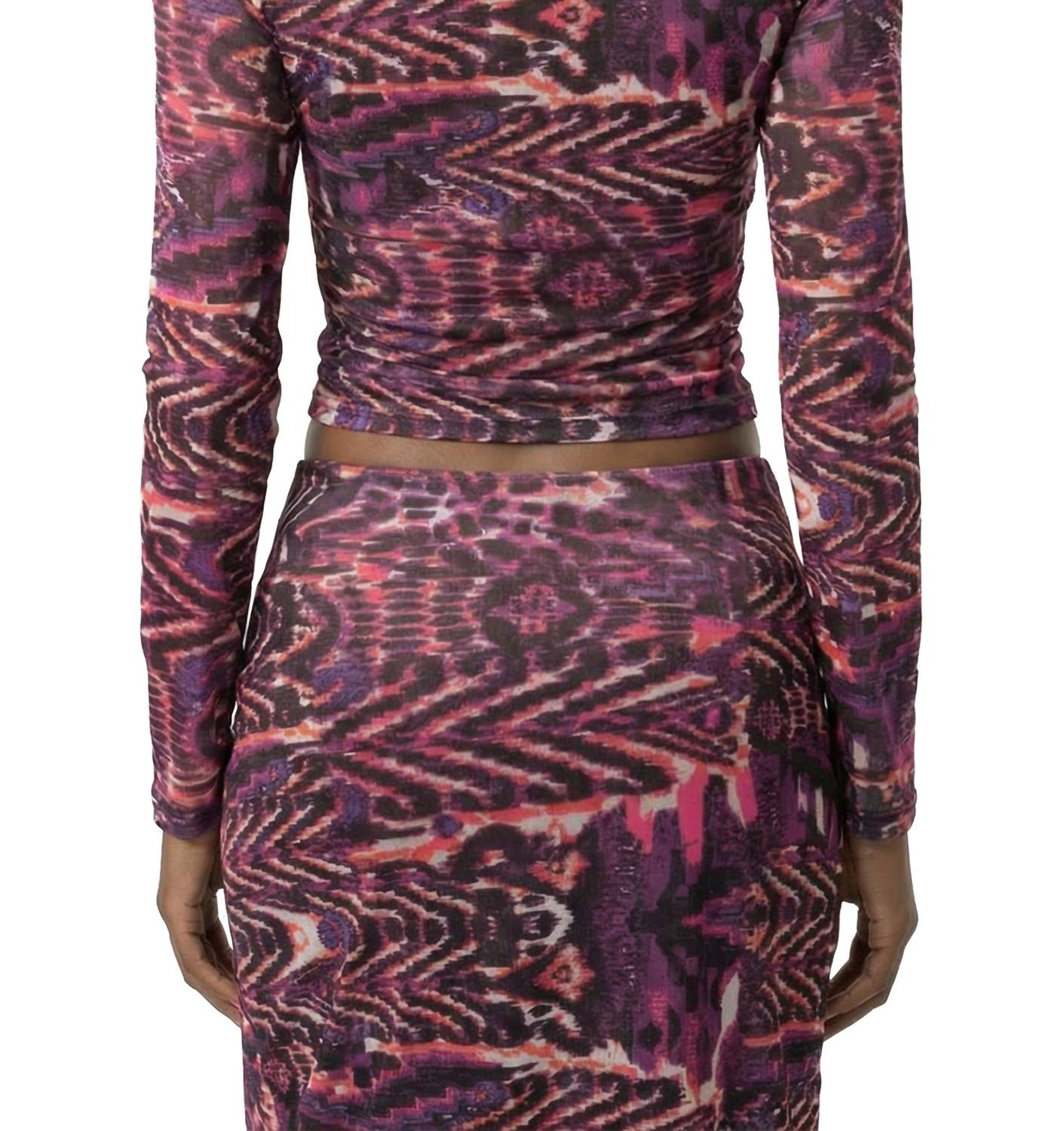 Area Stars Lee Mock Neck Jersey Top in abstract print - women's long sleeve top - view 5