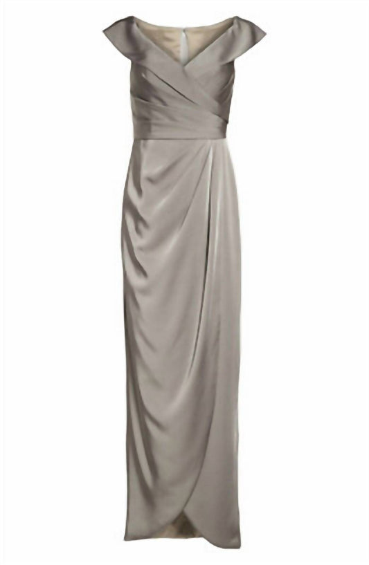 La Femme - Women's Surplice Off The Shoulder Gown