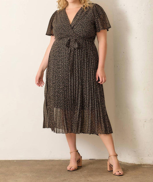 Polagram - Surplice Pleated Skirt Dress -PLUS