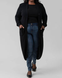 Minnie Rose - Belted Ribbed Long Cardigan - Plus