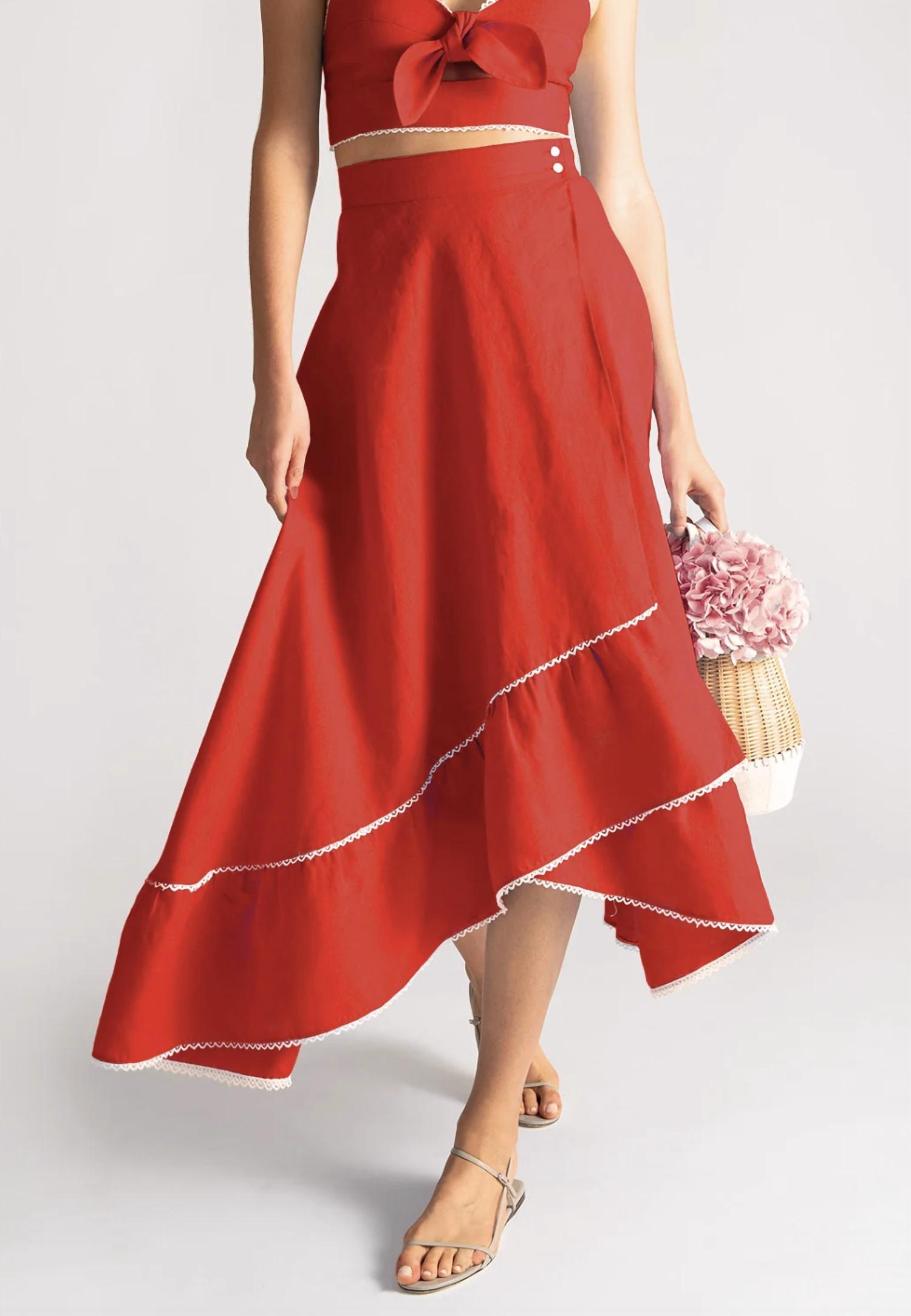 Miguelina - Marika Linen Midi Skirt