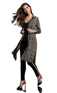 Frank Lyman - Woven knit duster length jacket