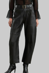 NILI LOTAN Shon Leather Pant in black - women's pants