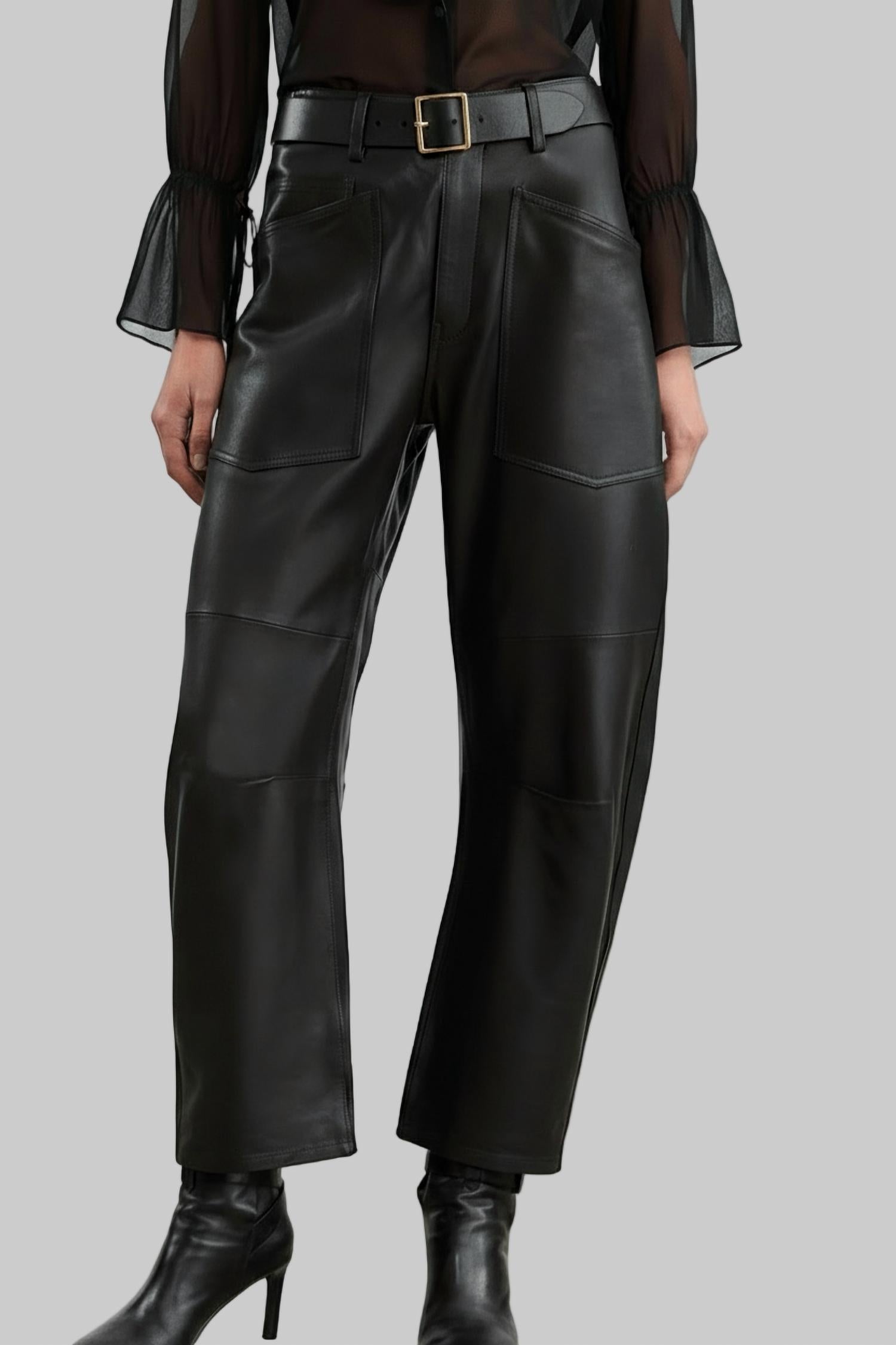 NILI LOTAN Shon Leather Pant in black - women's pants