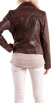 Gigi Moda - Sistine Vegan Leather Drape Front Cropped Open Jacket