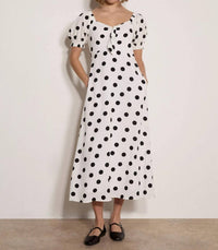 Apricot - Polka Dot Midi Dress