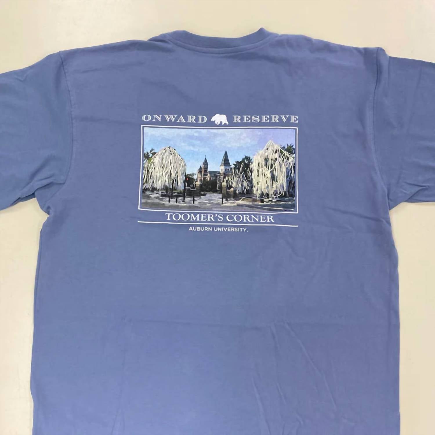 ONWARD RESERVE Men's Samford Hall Tee in blue - men's t-shirt - detail view