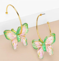 ZENZII Women's Butterfly Hoop Earrings in green - women's jewelry