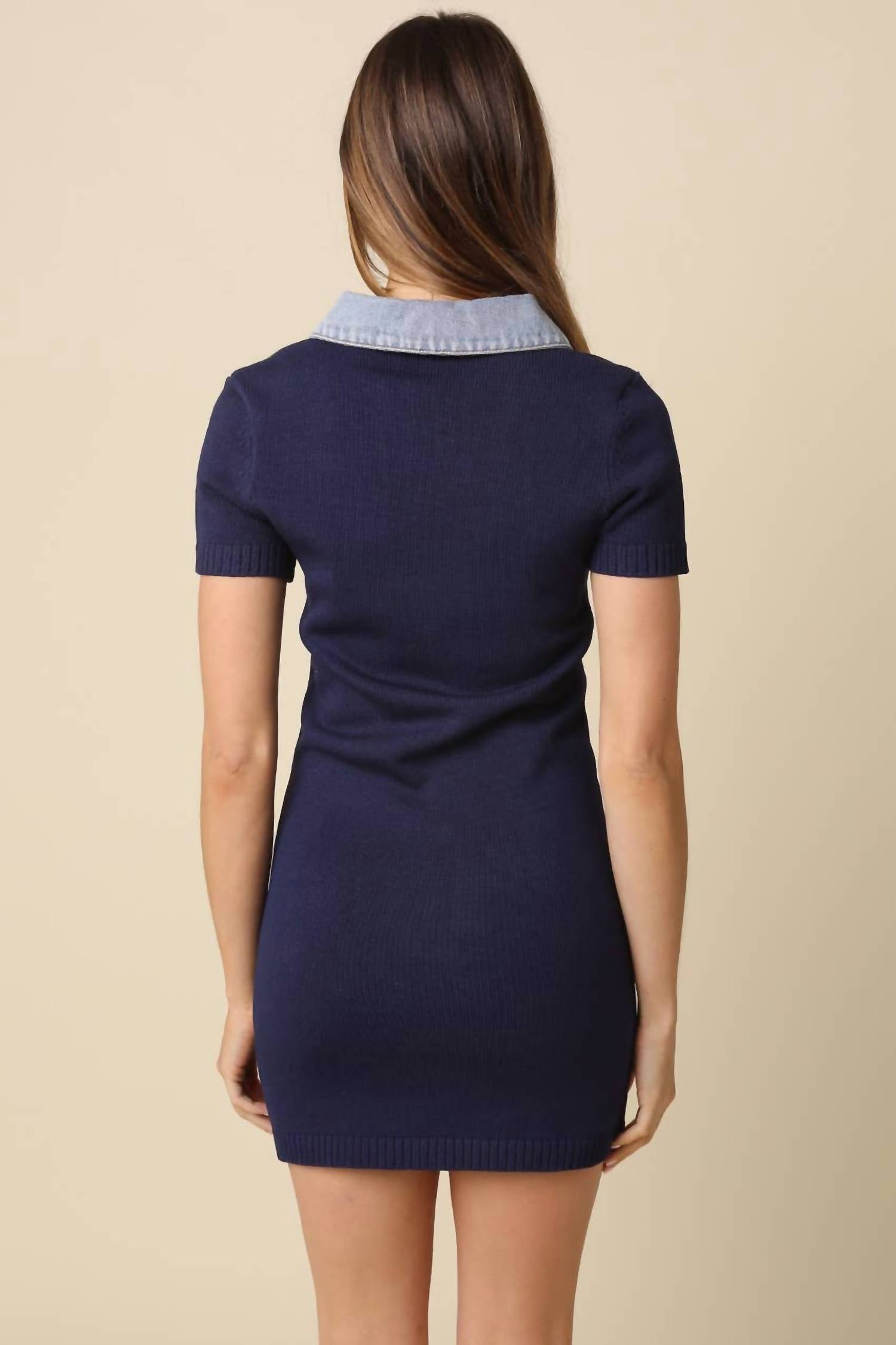 Olivaceous - Leni Collared Contrast Mini Dress