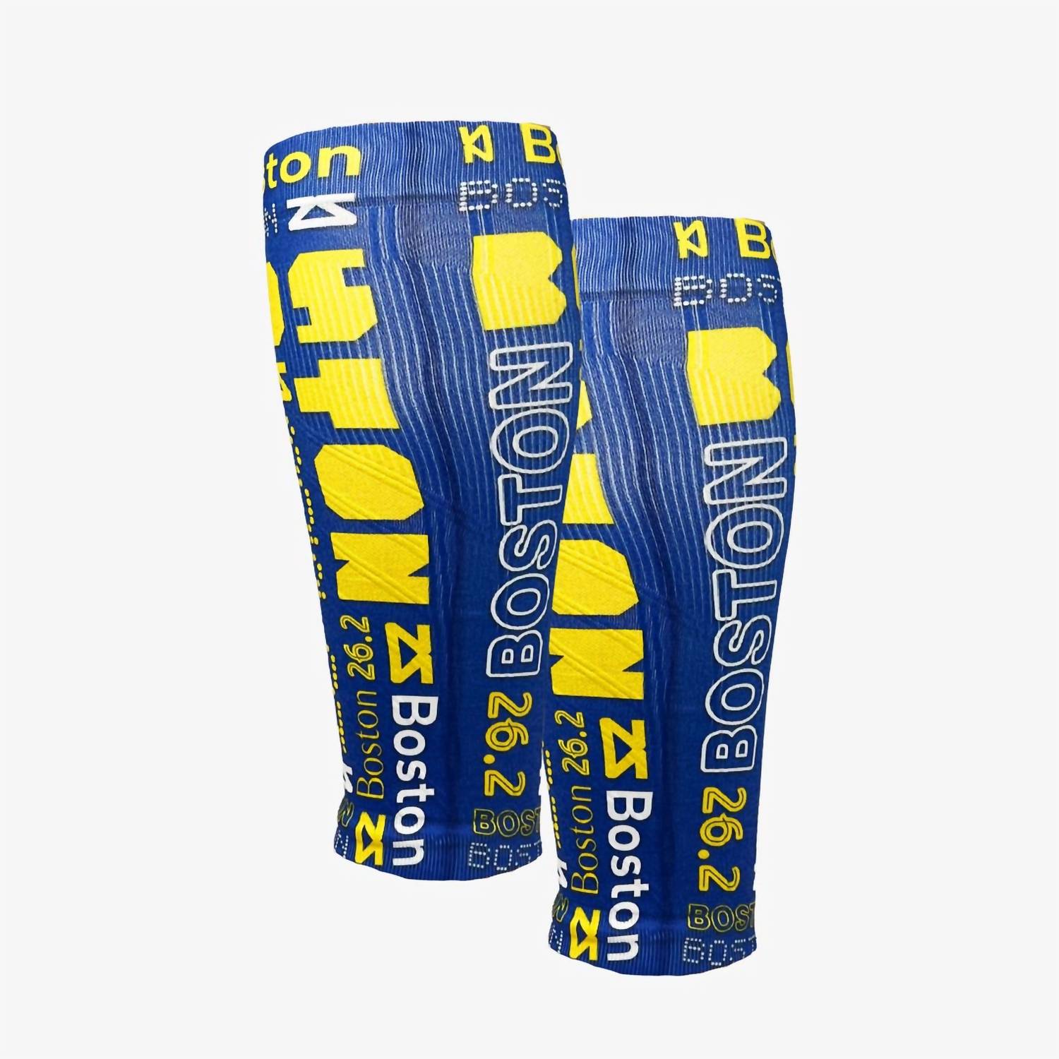 Zensah Unisex - Print Compression Leg Sleeves in boston blue and yellow white blue yellow - men's item - detail view