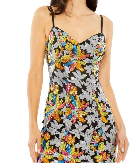 Mac Duggal - Floral Sequined Mini Cocktail Dress