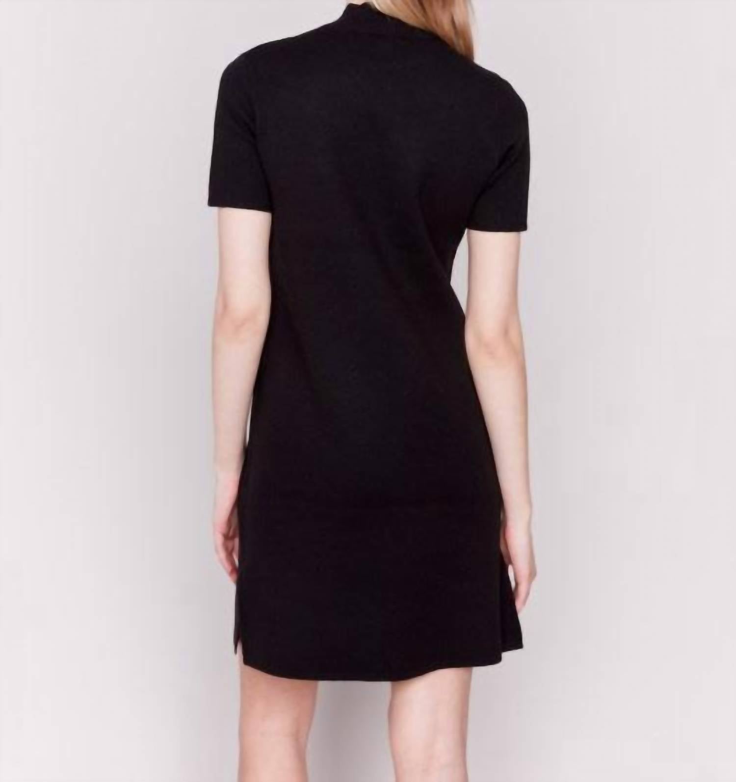 Charlie B - Short Sleeve Mock Neck Sweater Dress