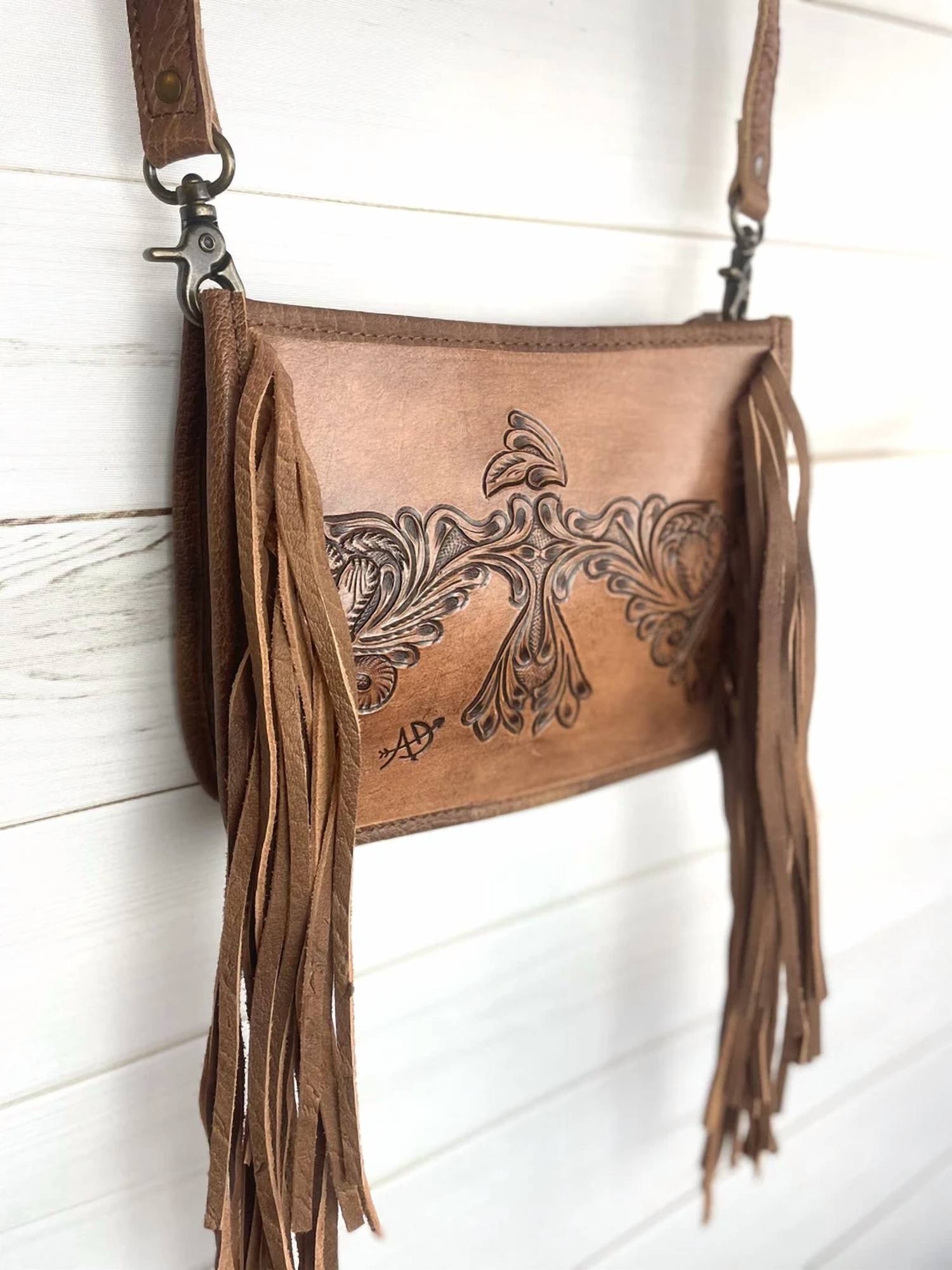 American Darling - Women's Hand-tooled Leather Crossbody Bag