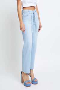 Hidden - Ella Tie Waist Stretch Straight Leg Jeans