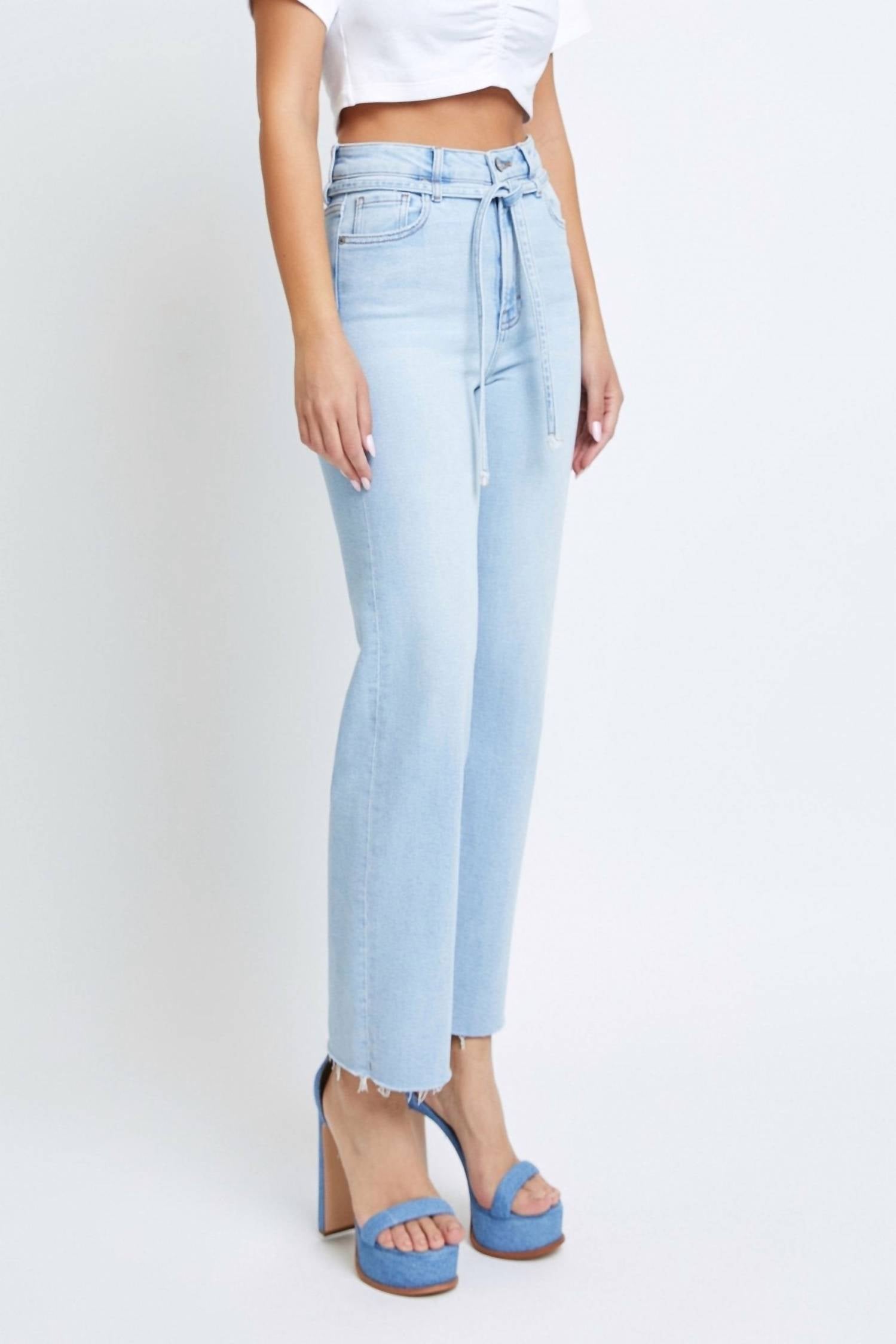 Hidden - Ella Tie Waist Stretch Straight Leg Jeans