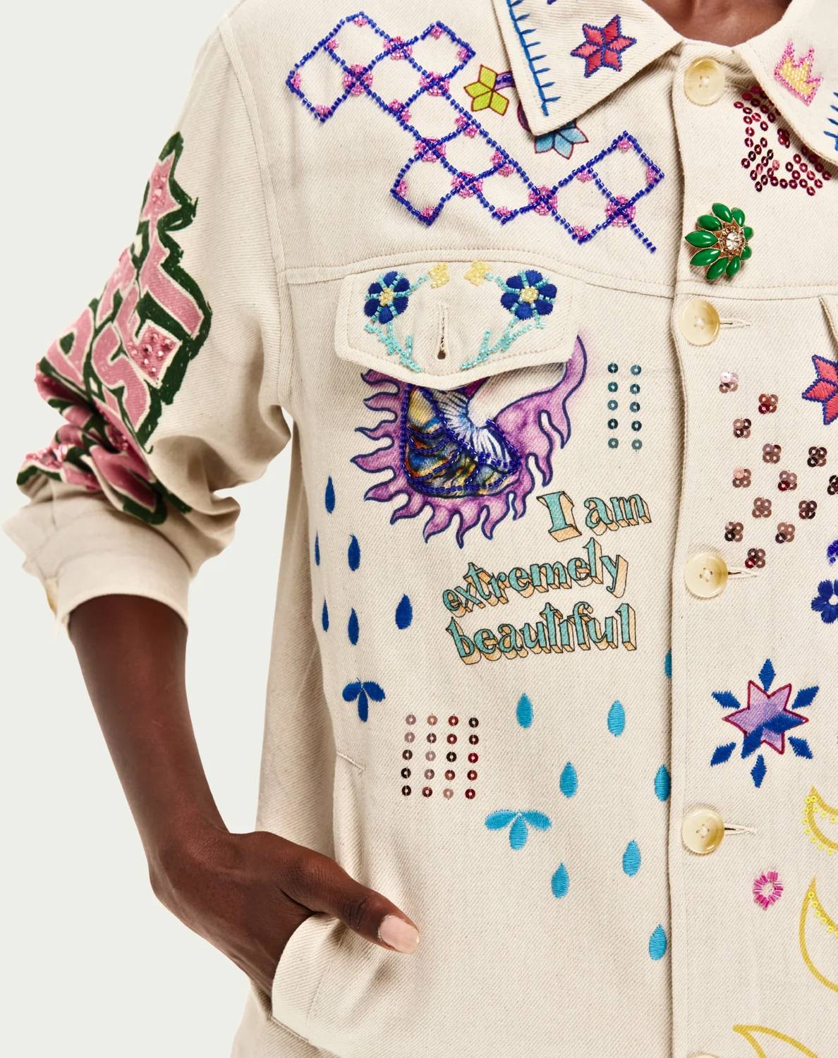 Me369 - Briann Embroidered Denim Jacket