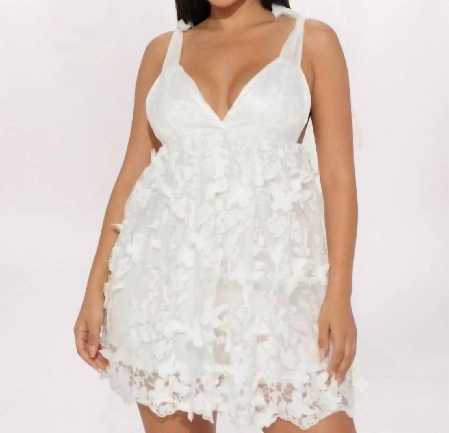 Klesis - 3d Butterfly Applique Tie Shoulder Dress