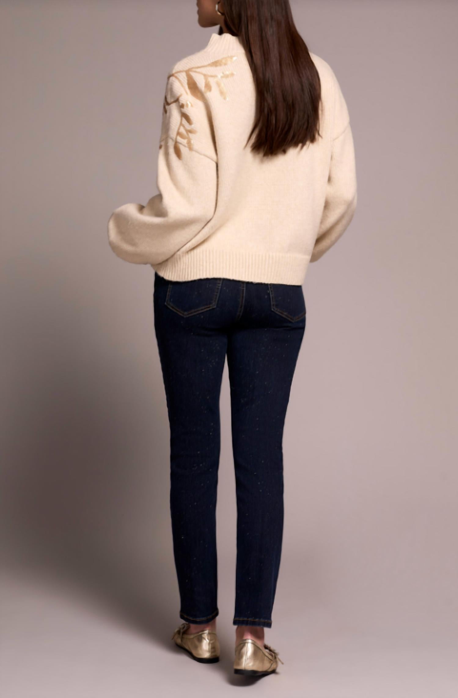 Tribal - Mock Neck Sweater With Sequins