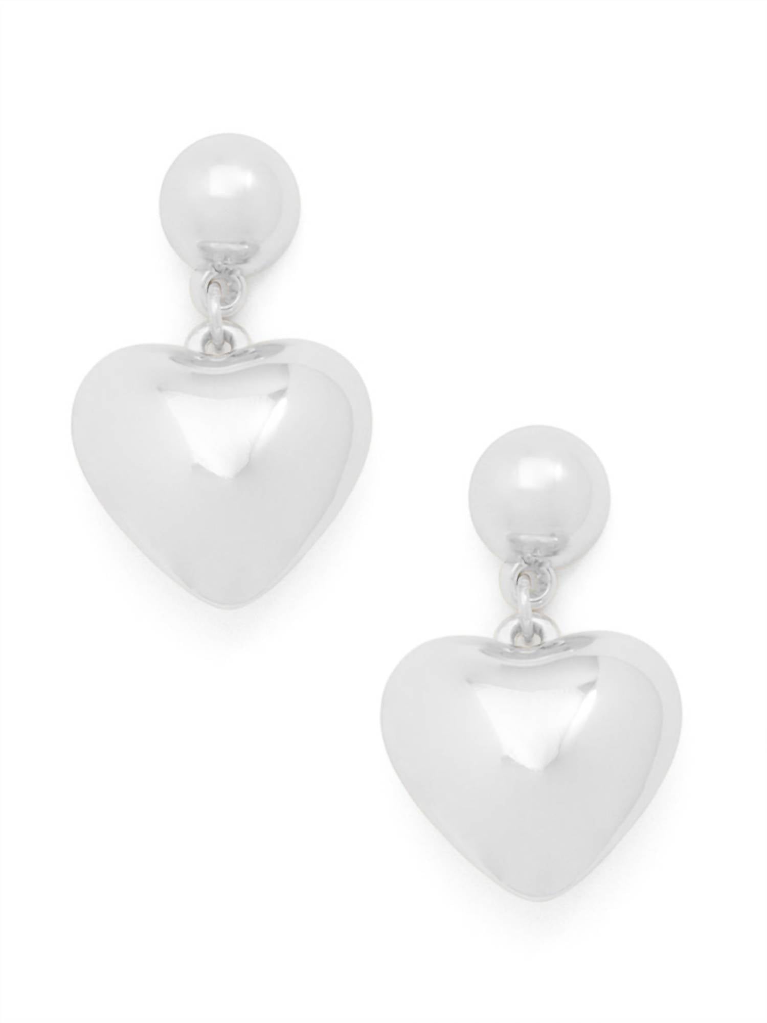 Rho - Women's Puffed Heart Drop Earring