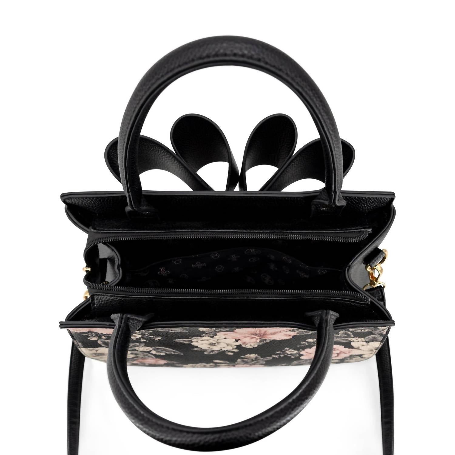 Like Dreams Women's Rosalie Bow Top Handle Satchel Bag in black floral print - women's bag - view 4
