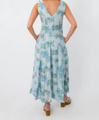 In February - Watercolor Nymphéas Floral Midi Dress