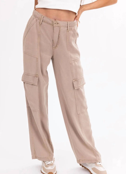 Risen - High Rise Tencel Wide Cargo Pants