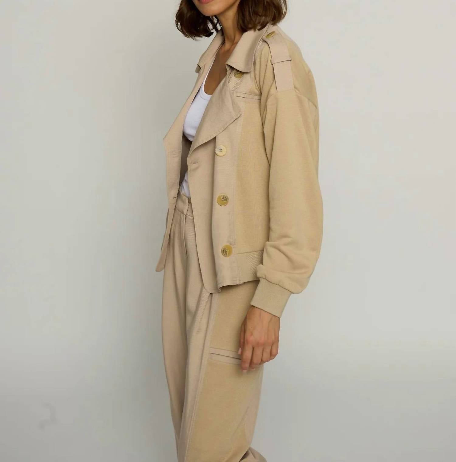 Central Park West - Mixed Media Trench Bomber Jacket