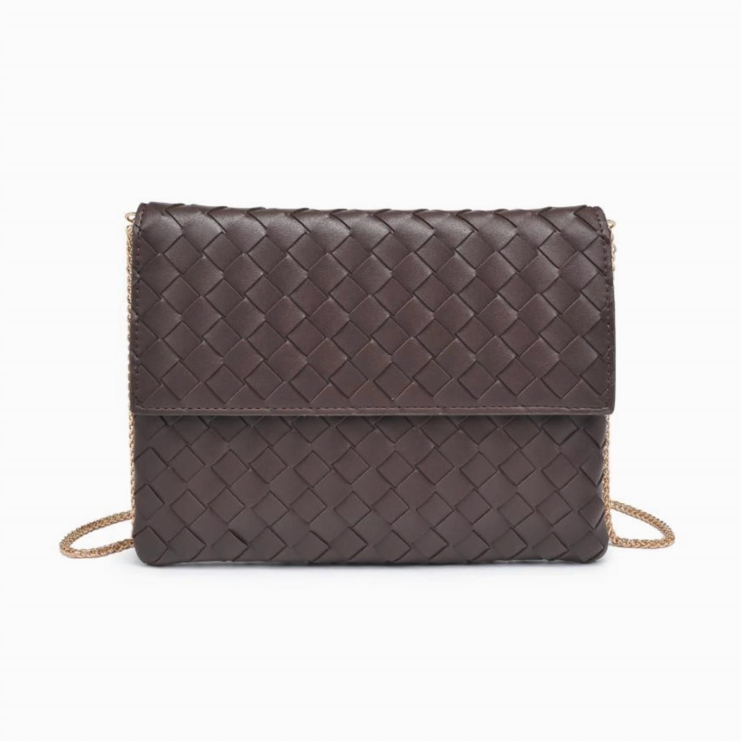 Urban Expressions Women's Woven Clutch Crossbody Bag in espresso - women's bag