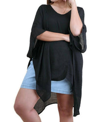 umgee Caftan Scoop Neck Tunic in black - women's shirt - view 4