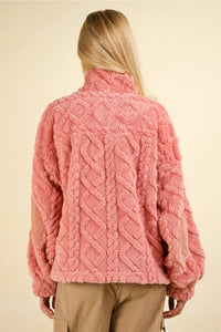 Very J - Feeling Cozy Textured Fleece Pullover Jacket