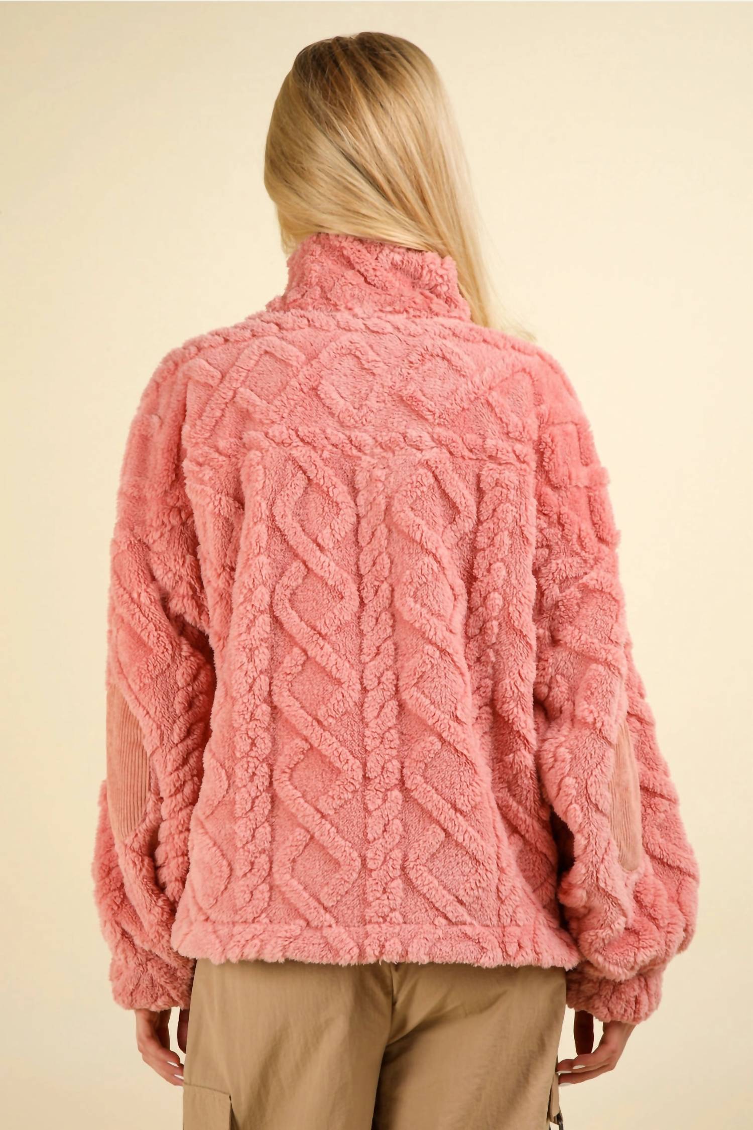 Very J - Feeling Cozy Textured Fleece Pullover Jacket