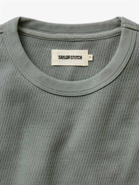 Taylor Stitch Organic Cotton Waffle Crew Sweater in deep sea - men's sweater - alternate view