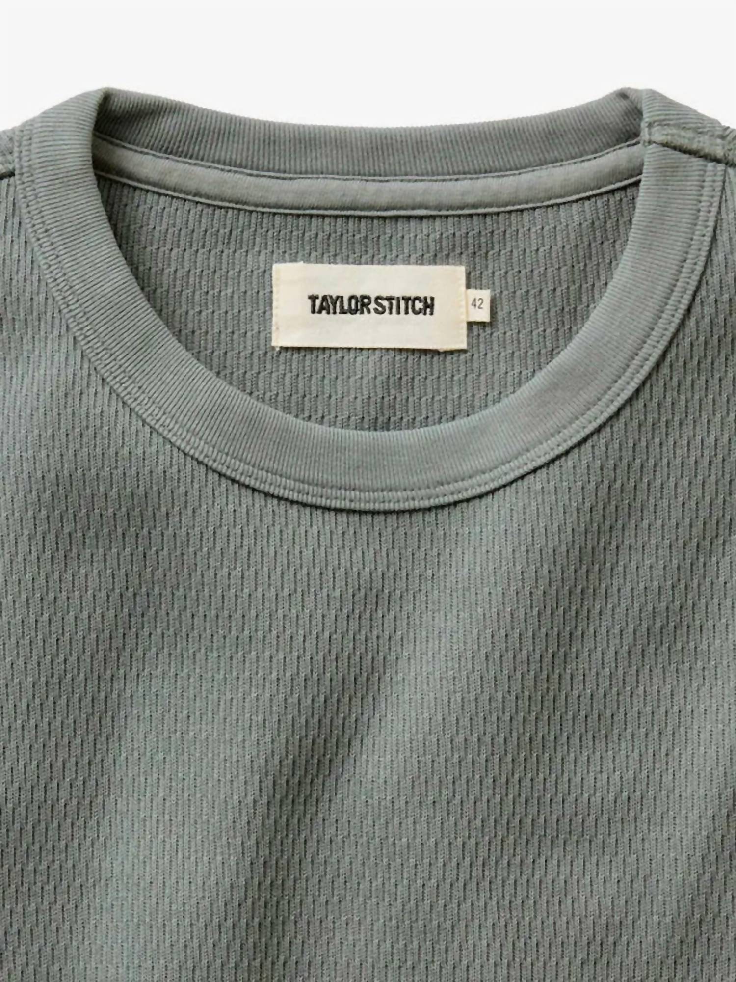 Taylor Stitch Organic Cotton Waffle Crew Sweater in deep sea - men's sweater - alternate view