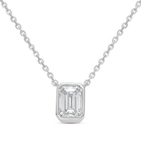 Diana M Jewels - 2.00cts Lab Grown Emerald Bezel Pendant Necklace - Classic
