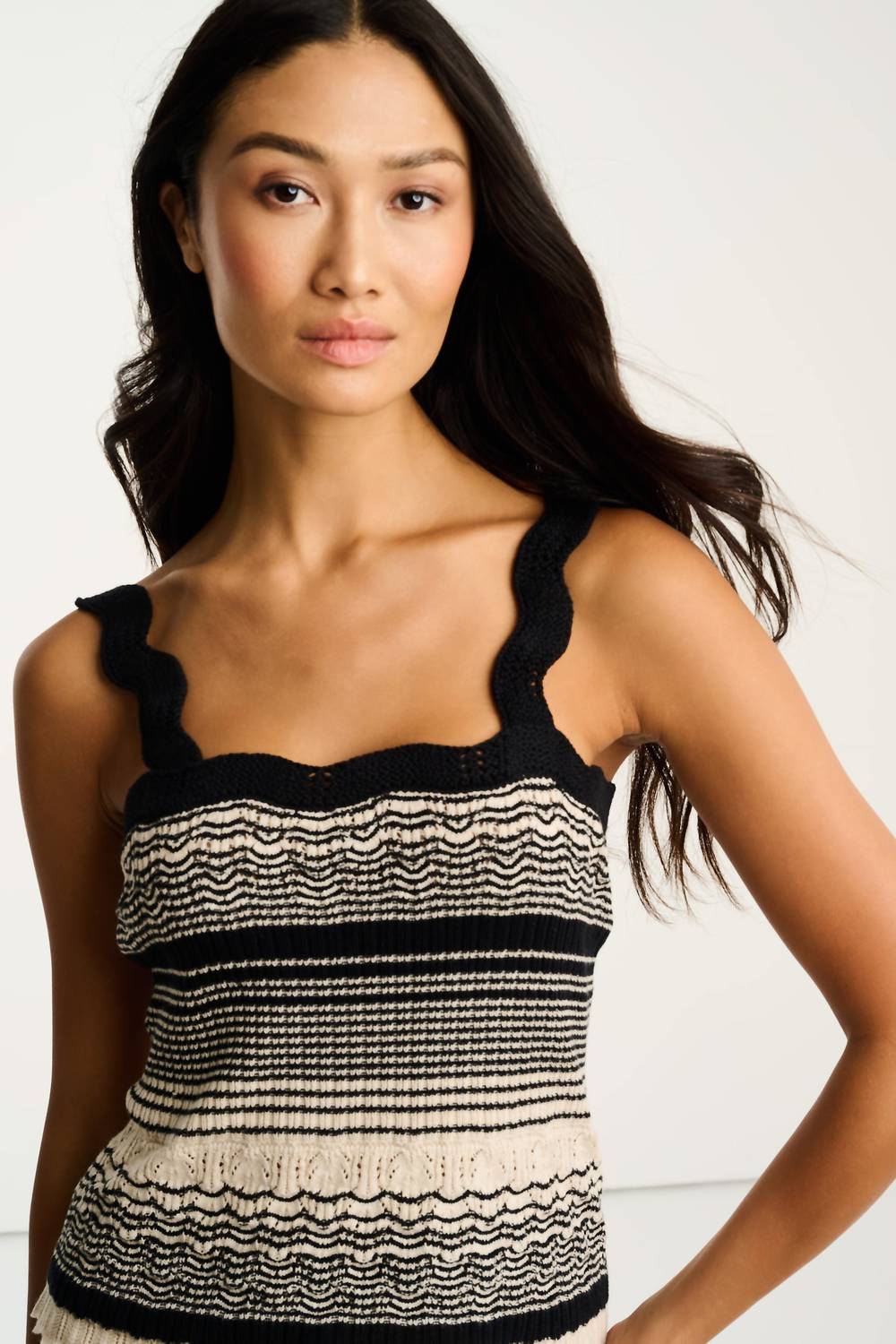LISA TODD Women's Summer Sway Tank Top in almond black - women's tank top - alternate view