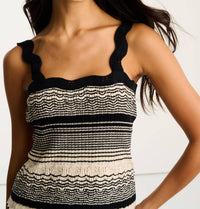 LISA TODD Women's Summer Sway Tank Top in almond black - women's tank top - detail view