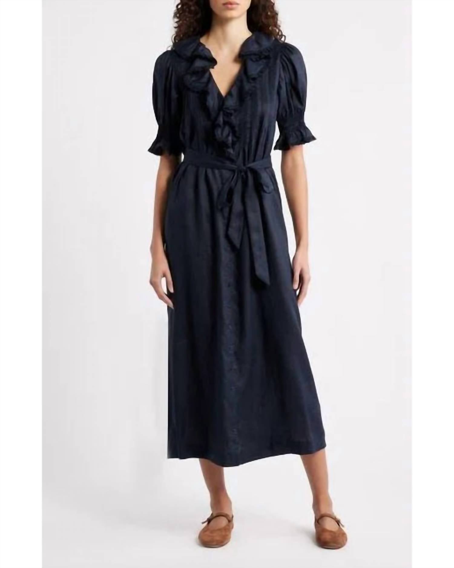 Dôen - Harriette Tie-waist A-line Midi-dress