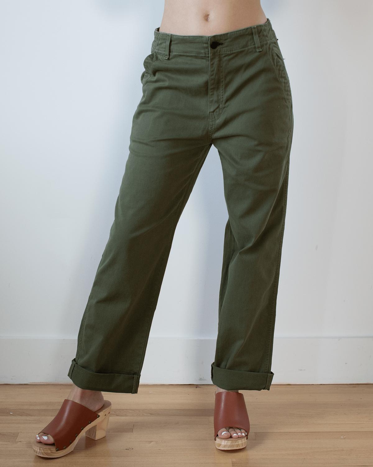 ASKK NY Women's Chino Twill Pant in army green - women's pants