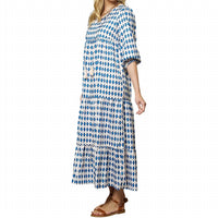 Cezele - Print Three Quarter Puff Sleeve Maxi Dress