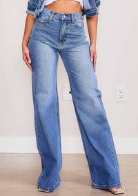Vibrant M.I.U - Iridescent Rhinestone High-rise Wide Leg Jeans