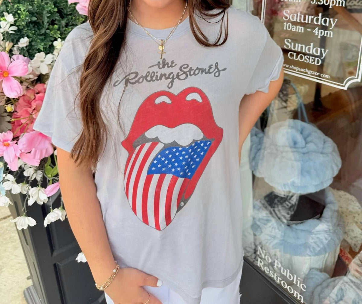 Daydreamer - Women's Rolling Stones Flag Tongue Burnout Bf Tee