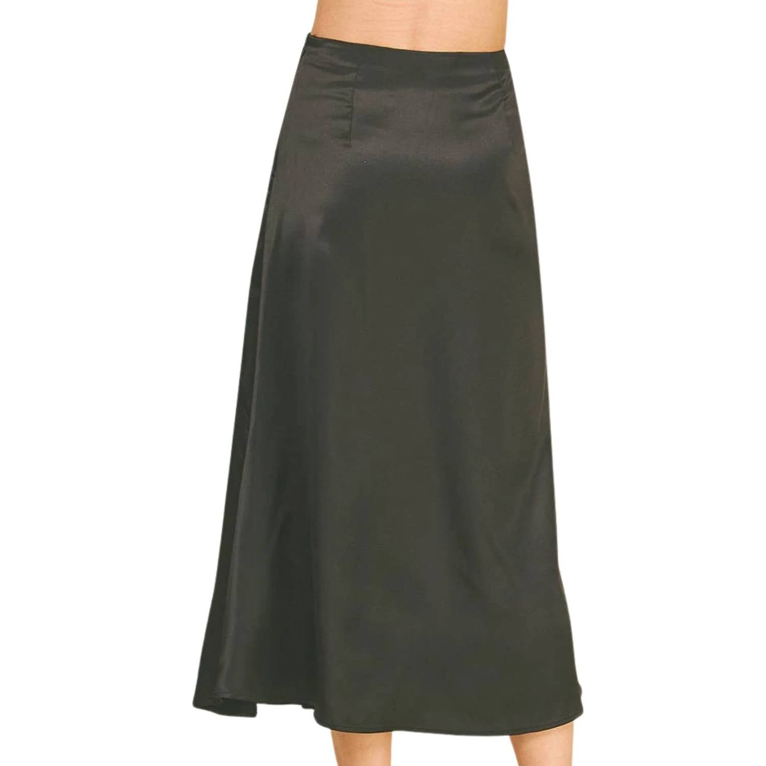 Pinch - Women's Silky Block Detailed Midi Skirt