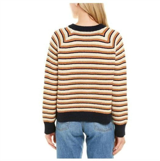 Madewell - Arden V-Neck Crop Pullover Cotton Sweater Stripe
