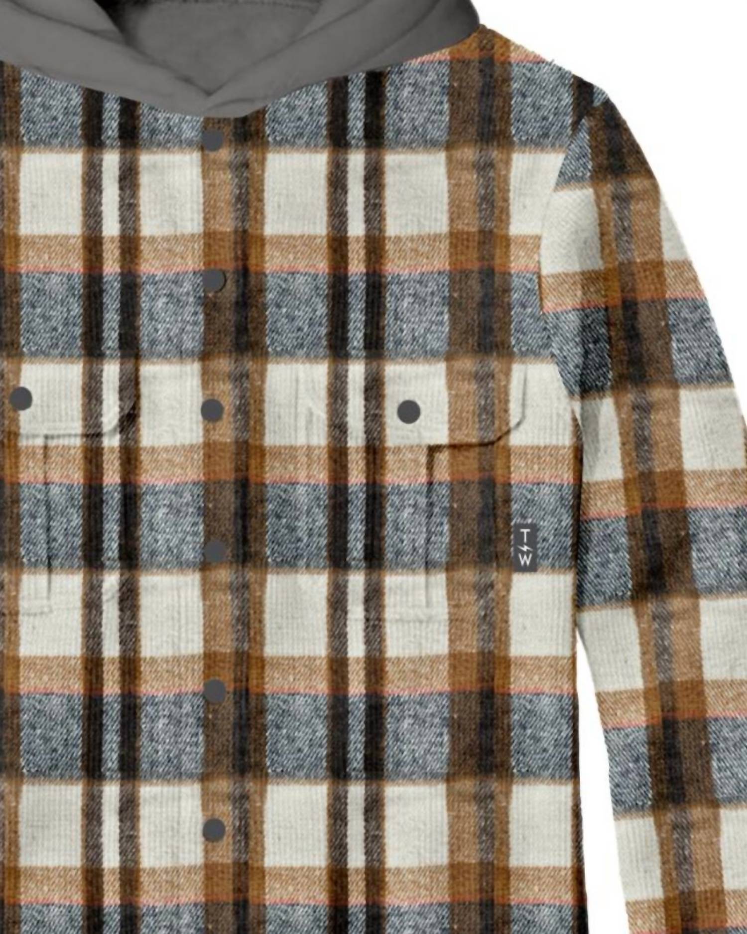 TINY WHALES Kid's Coastline Hooded Flannel Jacket in black natural - item - alternate view